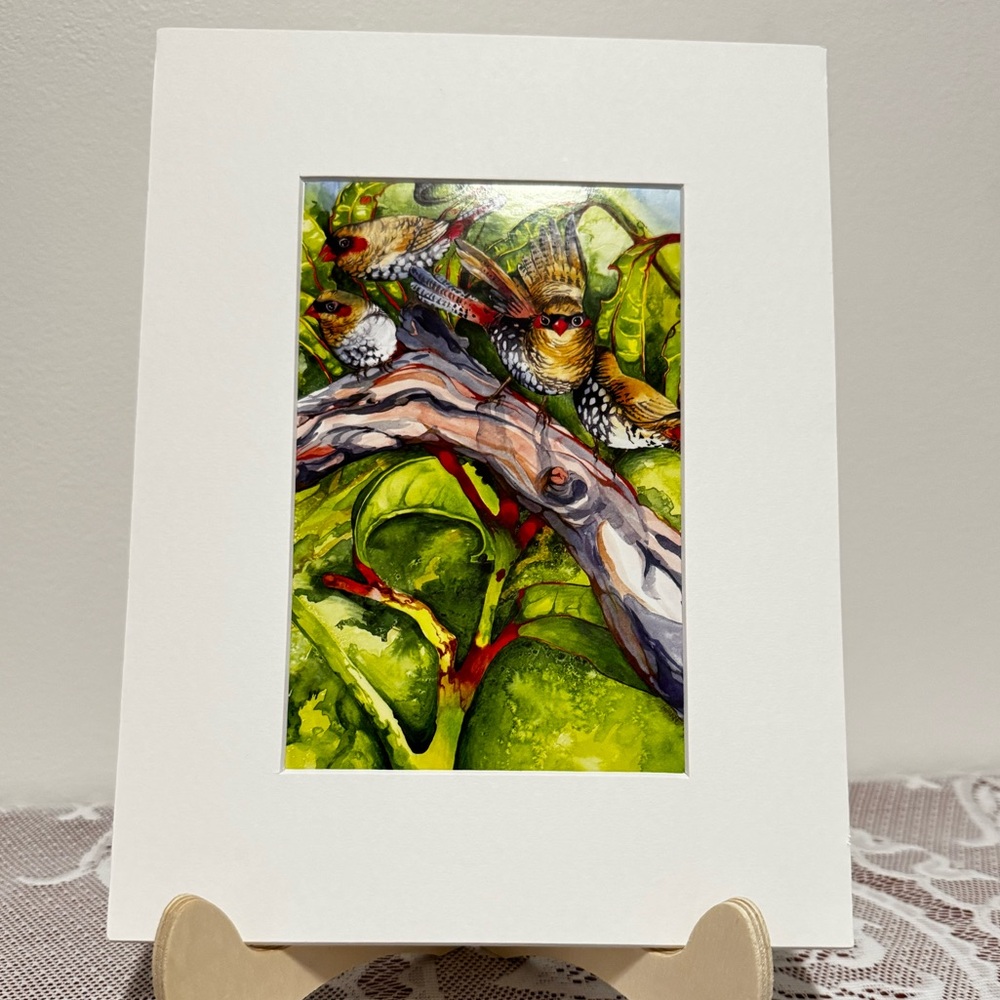 Vibrant Green and Red Bird Art Print